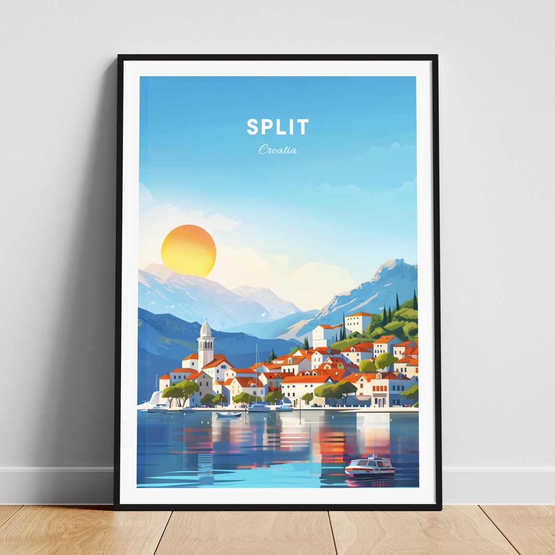 Split Croatia Waterfront Old Town Bell Tower Golden Sunset Poster