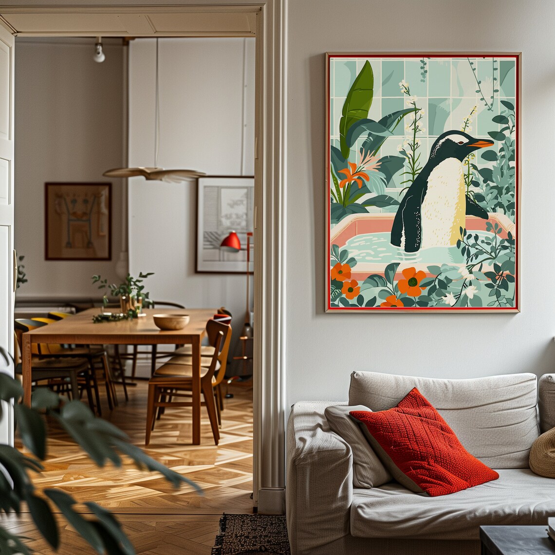Penguin Wall Art Animal Kids Room Boho Poster - Image 2