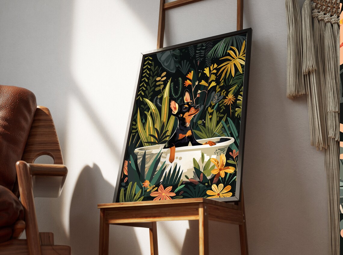 Miniature Pinscher Boho Jungle Art Print - Image 2