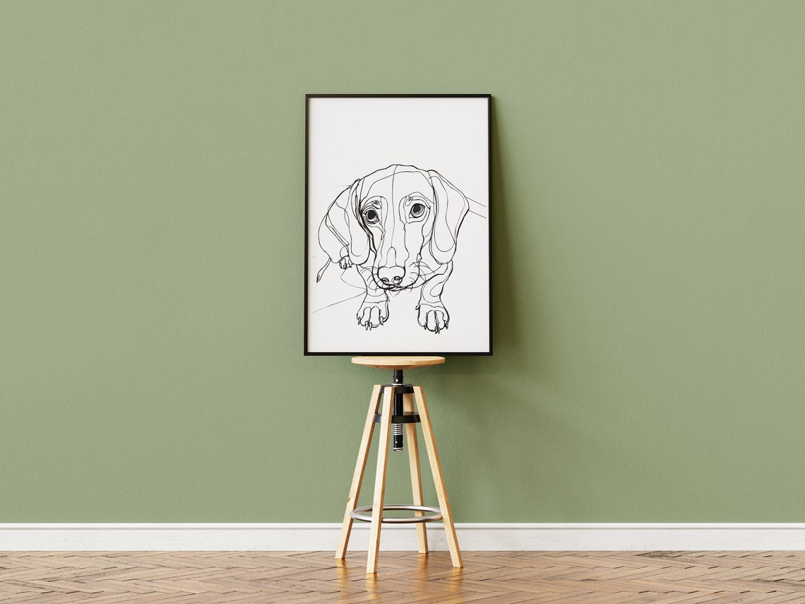 Dachshund Front View Bold Quirky Line Drawing Portrait Art Poster - Image 2