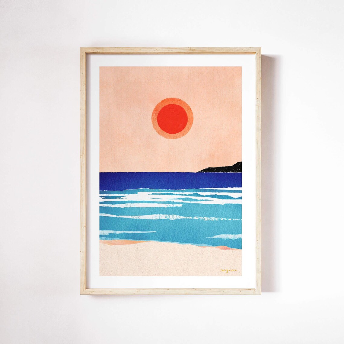 Ocean Sunset by Henry Rivers, Beach Travel Poster