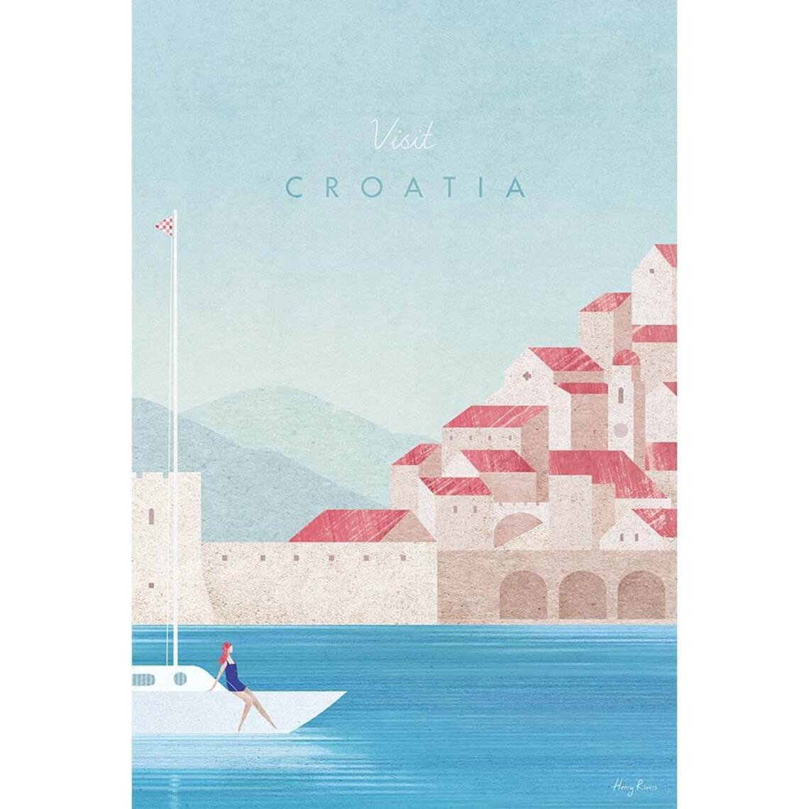 Croatia Vintage Travel Poster, Minimalist Landscape - Image 2