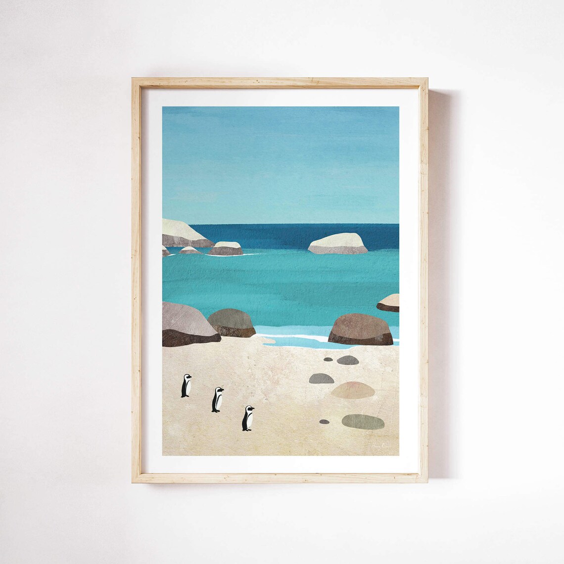 Penguins Boulders Beach Travel Poster, Henry Rivers