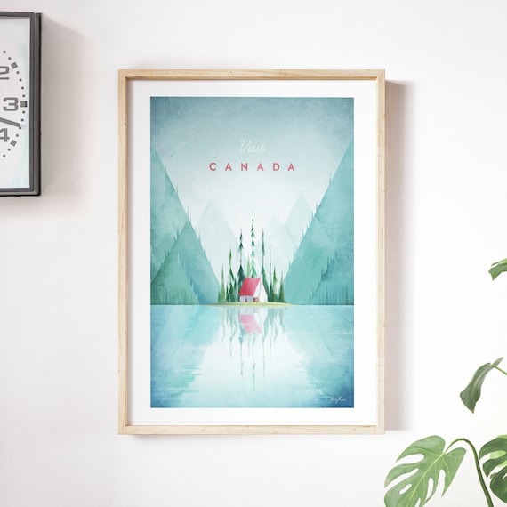 Canada Travel Poster, Minimalist Vintage Retro Style