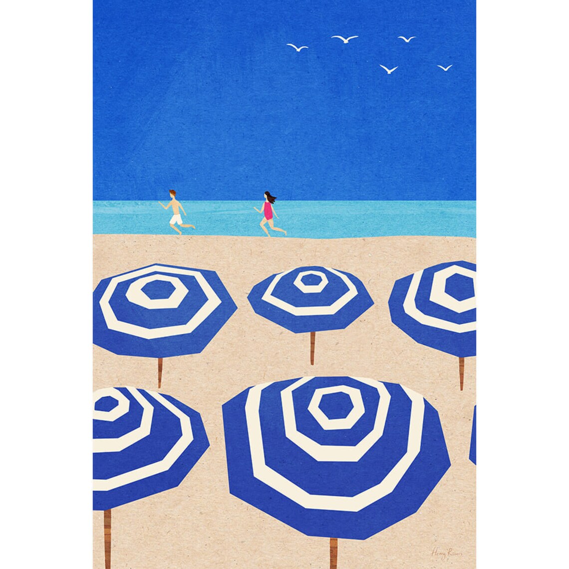 Parasols by Henry Rivers, Beach Travel Poster - Image 2