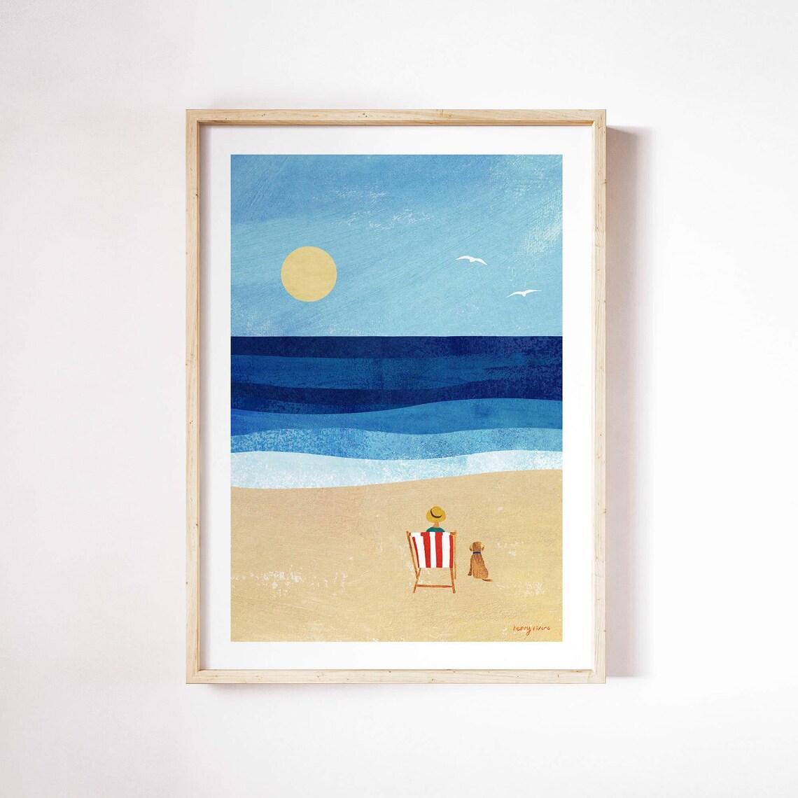 Deckchair Dog Seaside Print By Henry Rivers