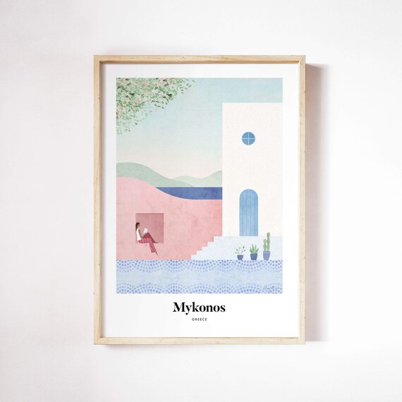 Mykonos By Henry Rivers, Travel Poster Art Print