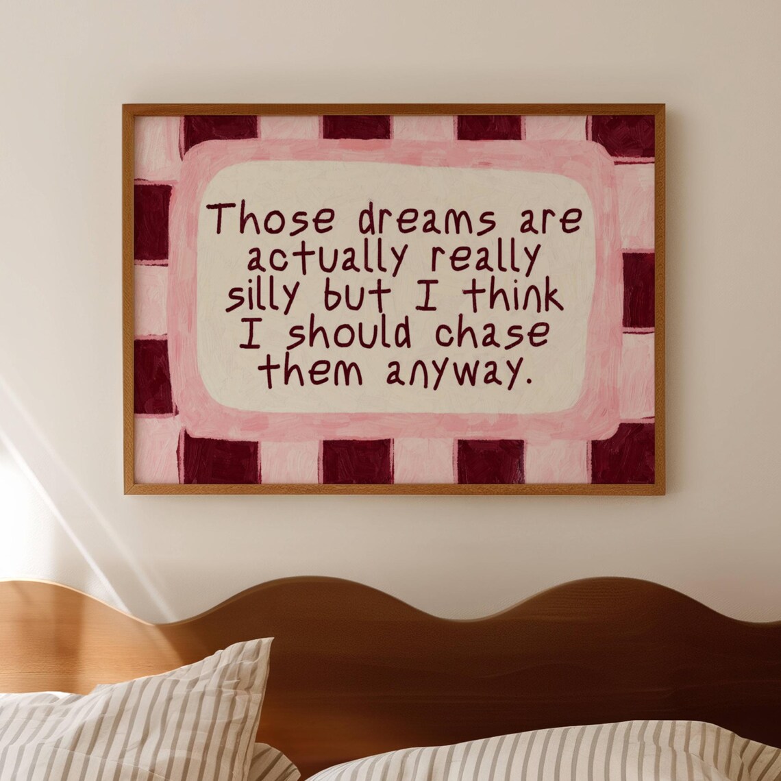 Silly Dreams Quote Poster, Retro Handwritten Typography