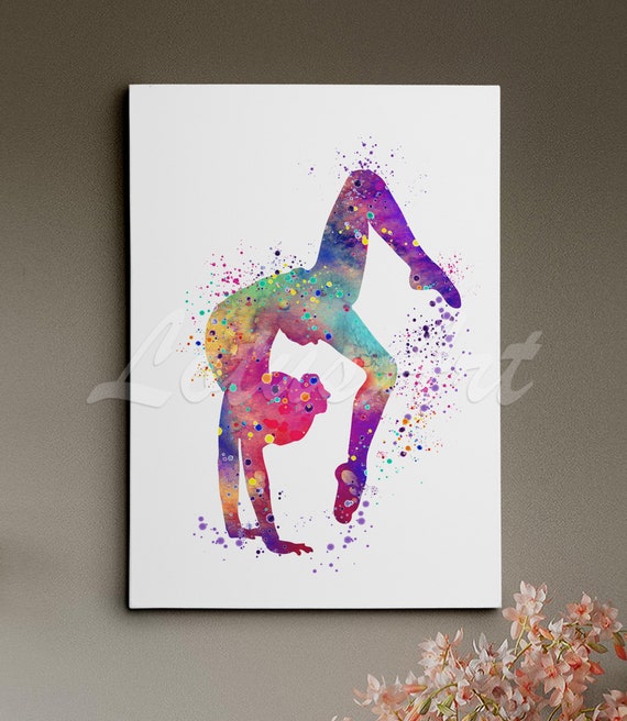 Gymnastics Tumbling Wall Art Watercolor Sports Print Home Decor Nursery Art Painting Personalised Gift
