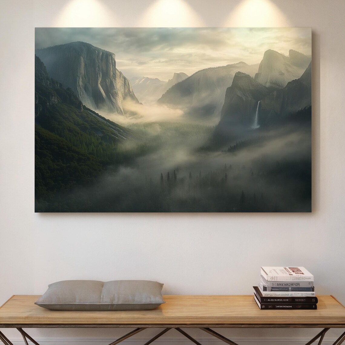 Yosemite Valley Foggy Sunrise El Capitan Waterfall Misty Wall Art