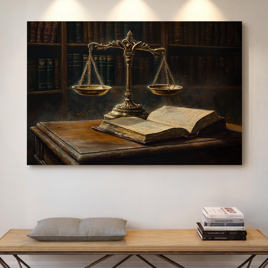Vintage Justice Scales Law Office Decor Legal Books Art Print