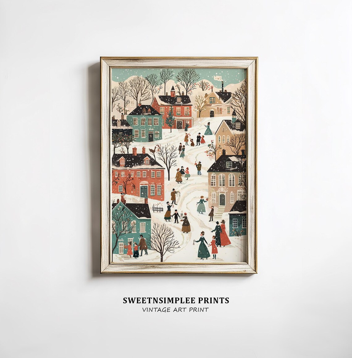Christmas Wall Art Cozy Winter Village Decor Cute Holiday Print Hello December 584 - Image 2