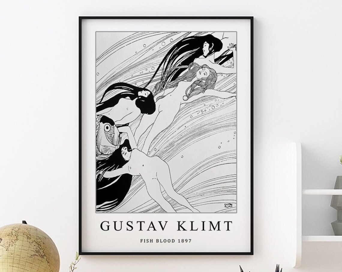 Gustav Klimt Fish Art Nouveau Poster Print - Image 3