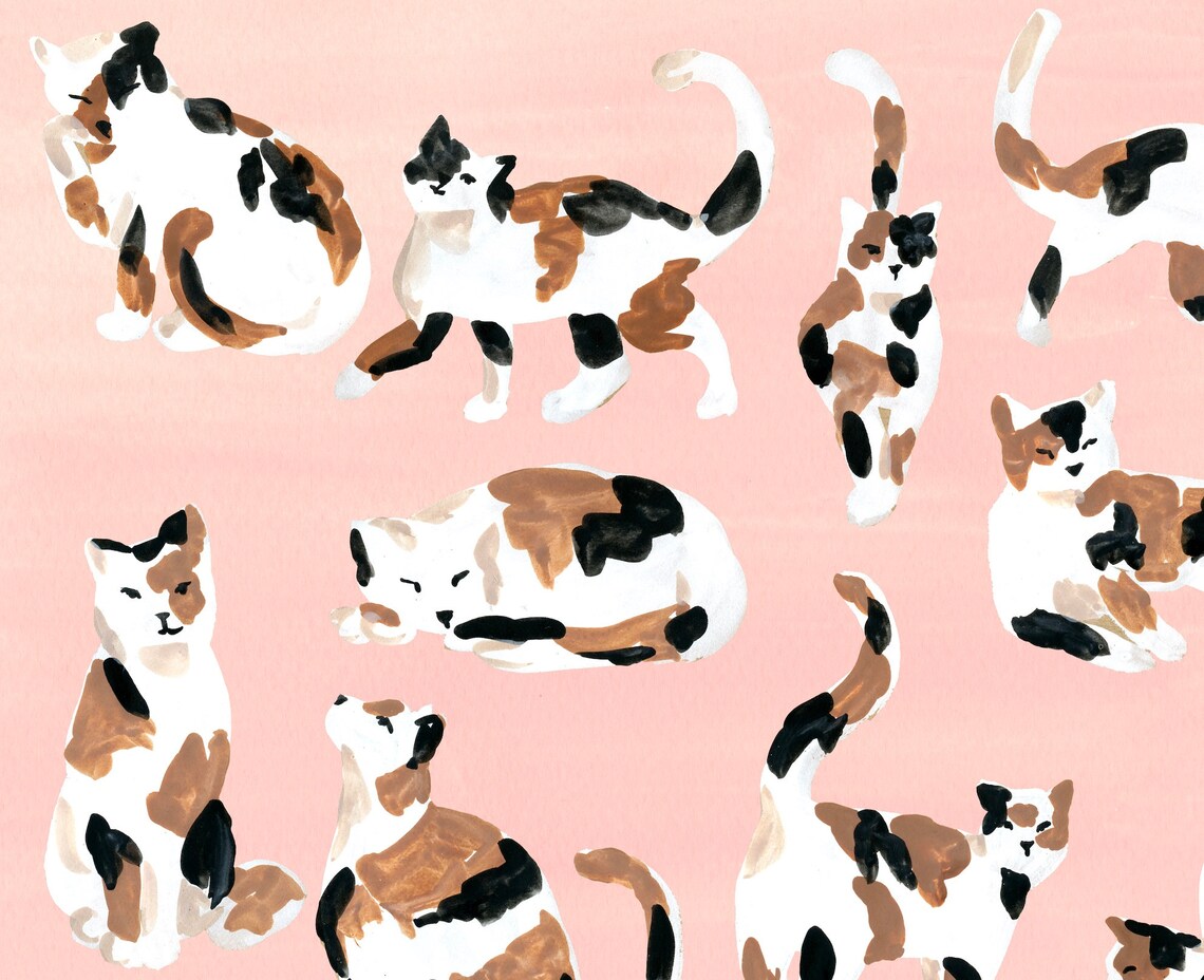 Calico Cat Art Print, Fun Cat Illustration - Image 4