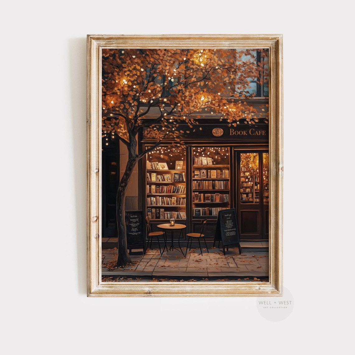 Autumn Coffee Shop Art Print, Moody Cafe Aesthetic
