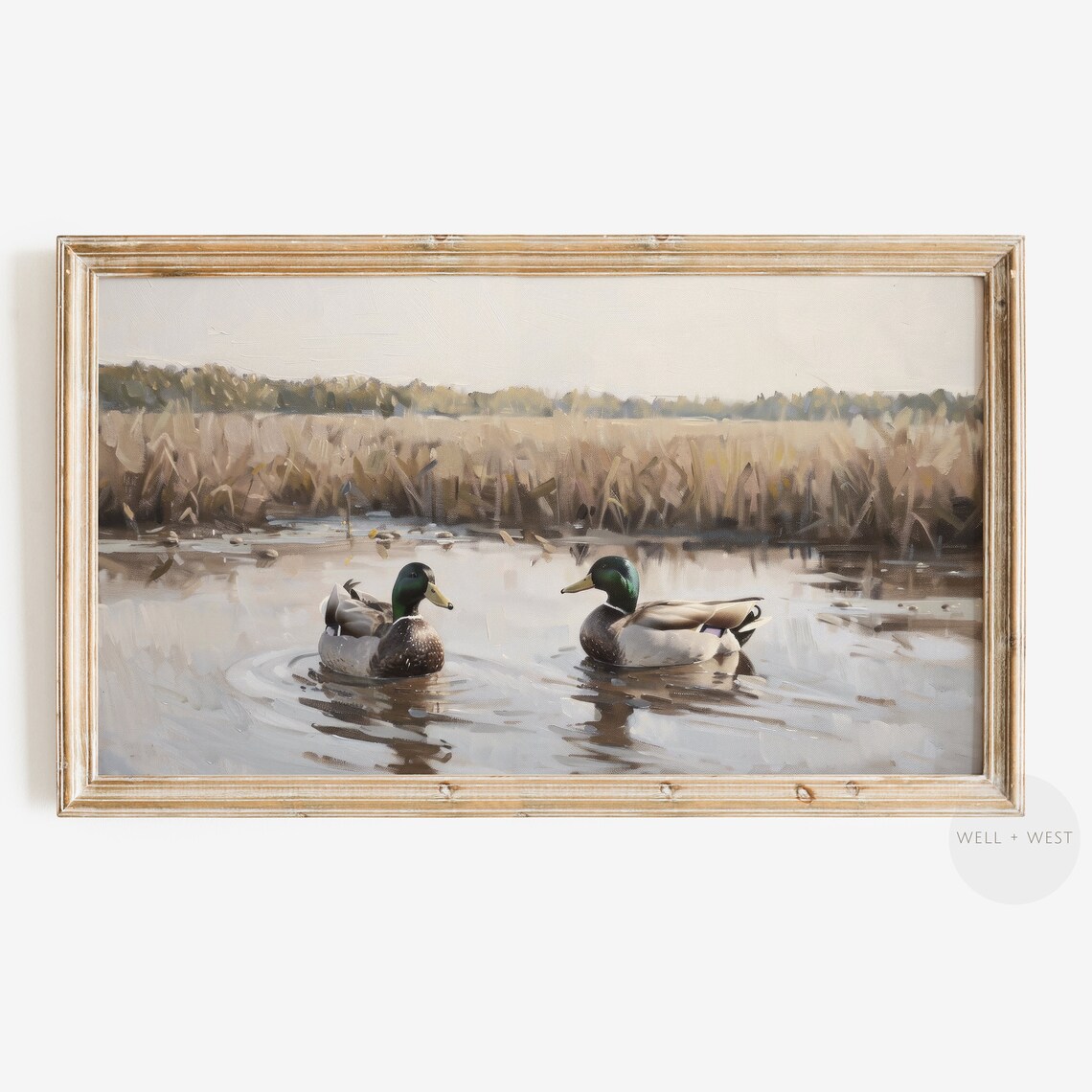 Duck Pond Spring Vintage Mallard Duck Art Print