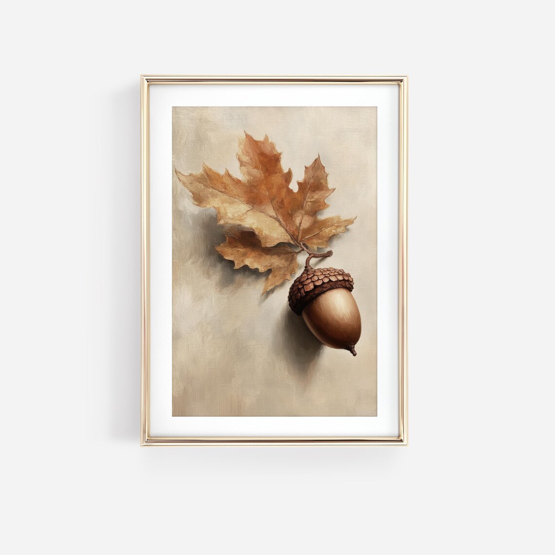 Autumn Acorn Print, Vintage Rustic Neutral Fall Art - Image 3