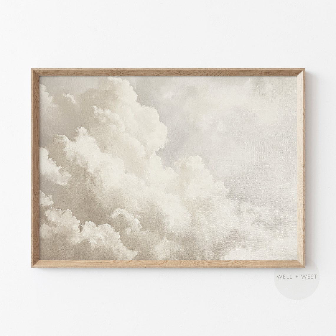Billowing White Clouds Neutral Sky Minimalist Vintage Art Poster - Image 2