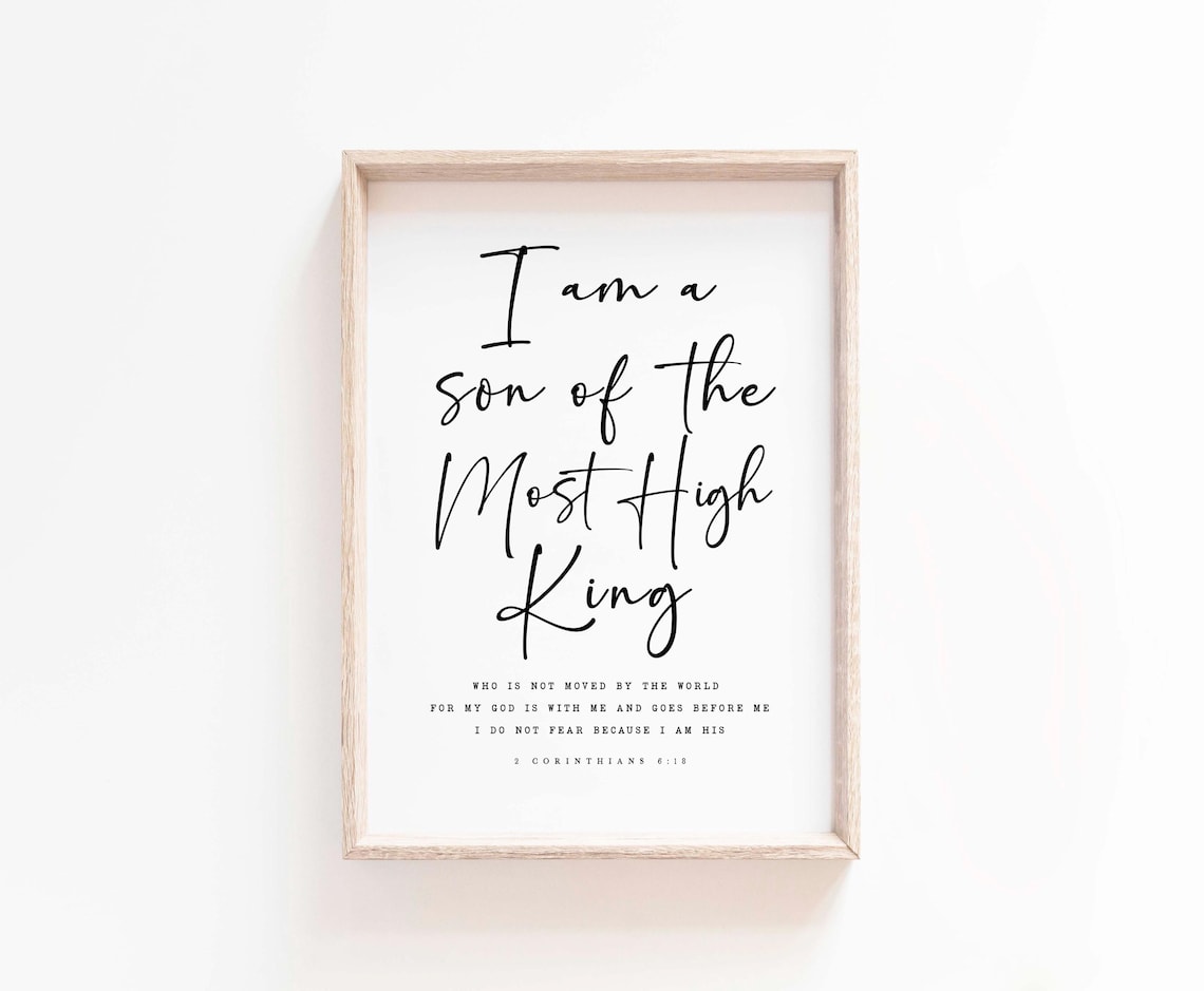 Son of the Most High King Minimalist Black Script Bible Poster - Image 2