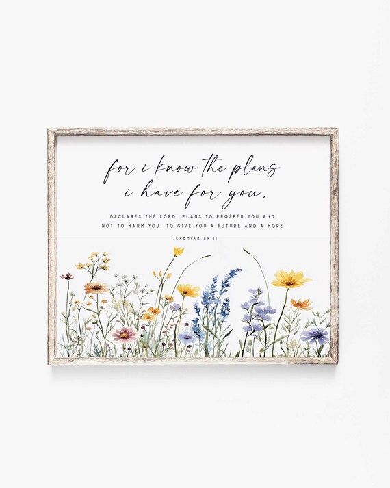 For I Know the Plans Jeremiah 29:11 Wildflower Meadow Poster