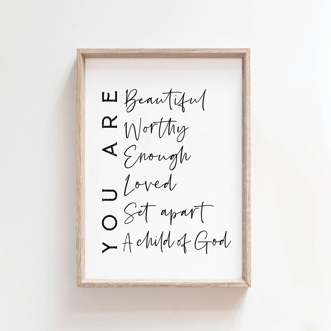You Are Beautiful Worthy Loved Child of God Affirmation Poster - Image 2
