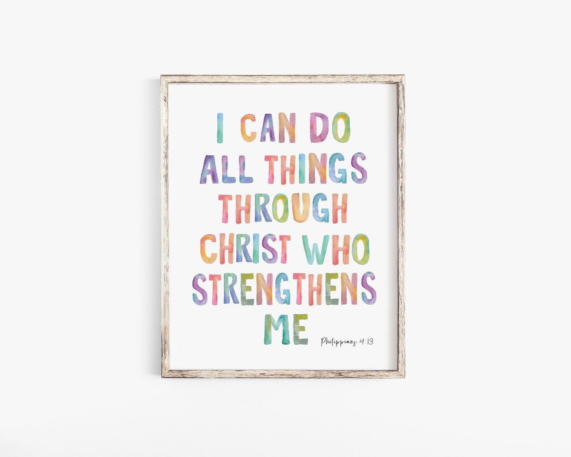 Philippians 4:13 Bible Verse Art Print for Nursery - Image 2