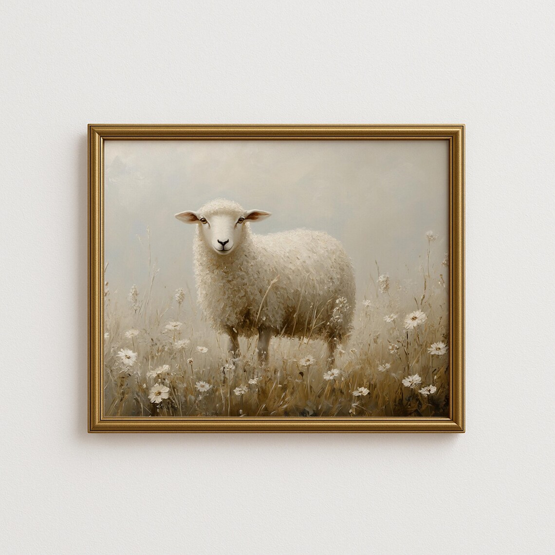 Sheep Pastoral Farm Animal Neutral Nursery Art Print
