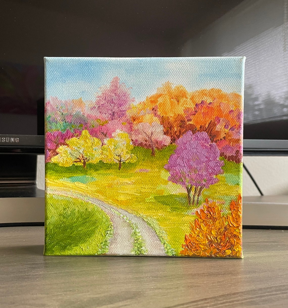 Autumn Forest Path Colorful Trees Fall Landscape Oil Painting Wall Art