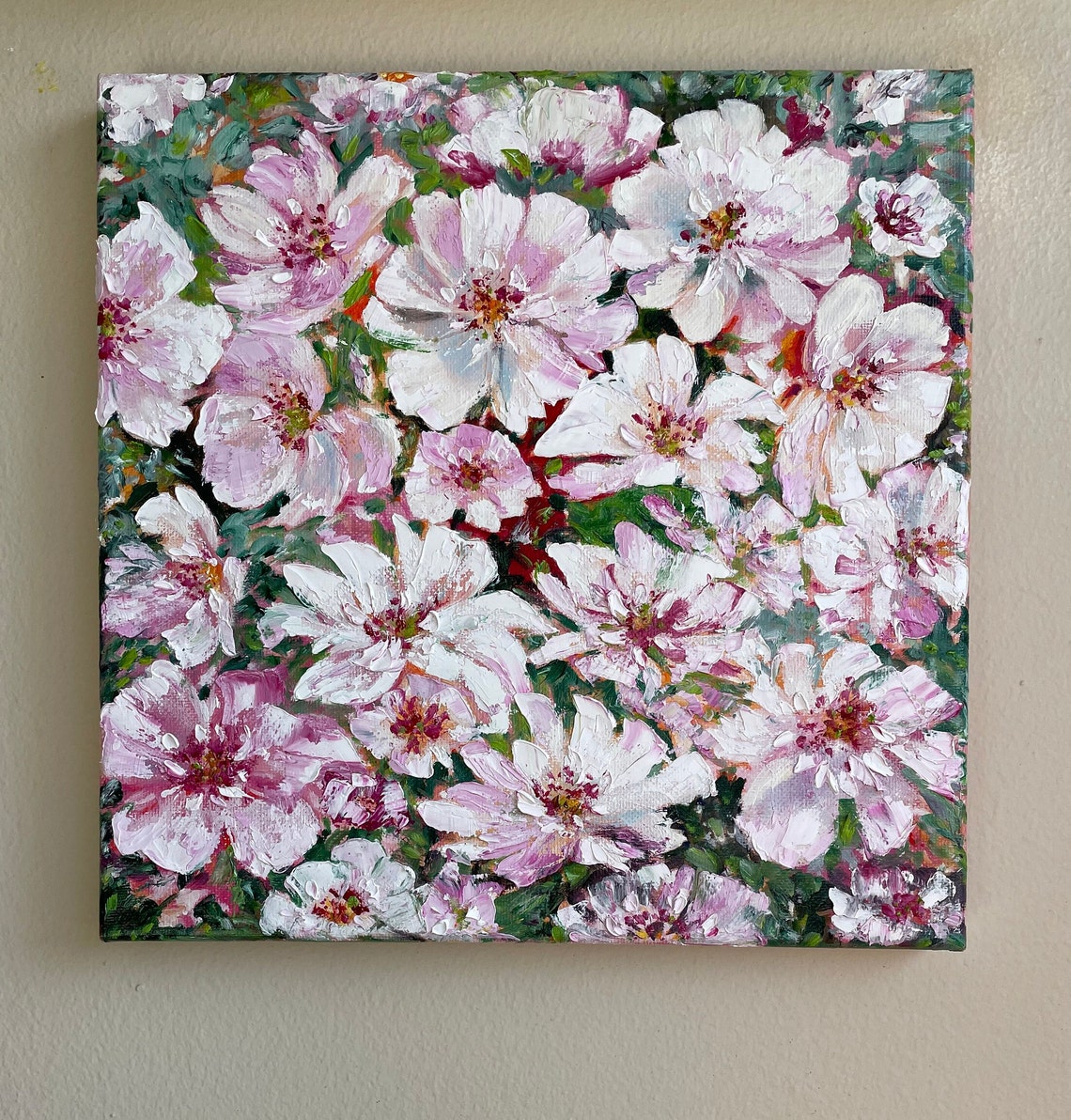 White Pink Spring Blossom Cluster Floral Painting Soft Romantic Poster - Image 3