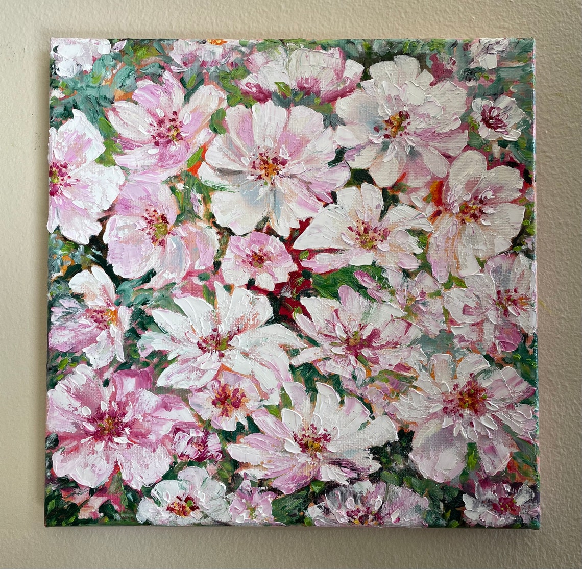 White Pink Spring Blossom Cluster Floral Painting Soft Romantic Poster - Image 2