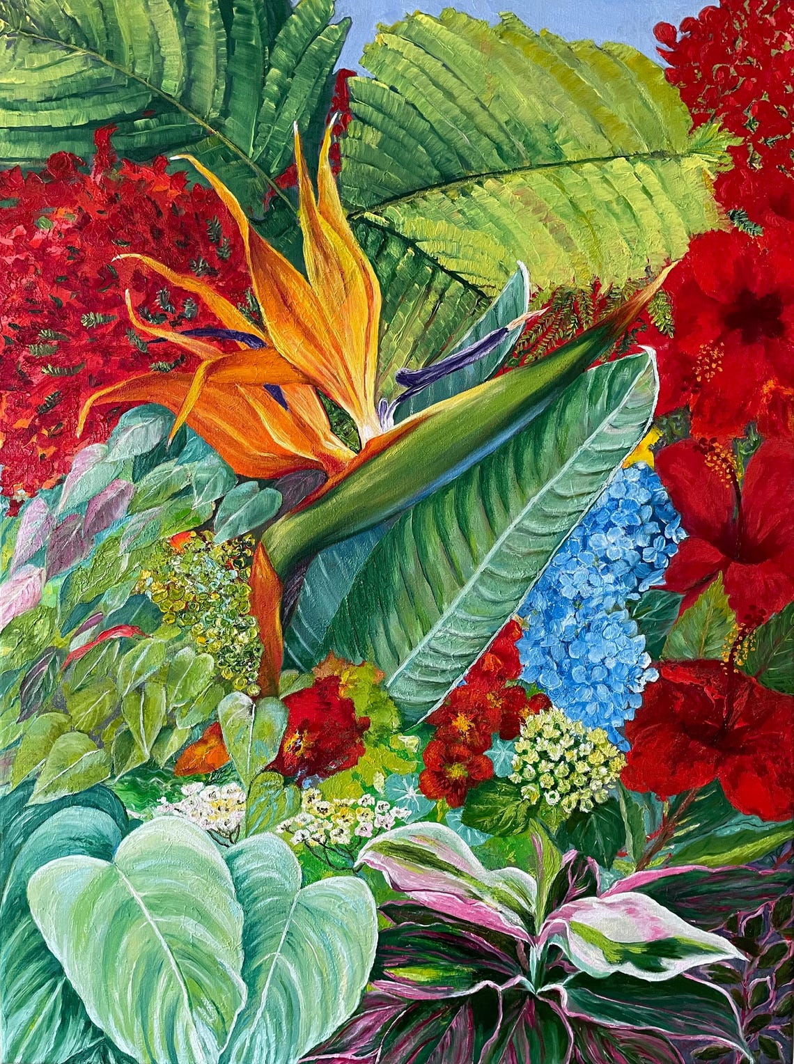 Tropical Botanical Bird of Paradise Flowers Painting Art Wall Print - Image 4