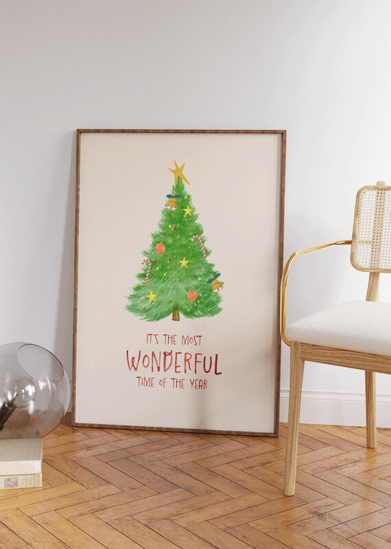 Retro Christmas Tree Wall Art Festive Xmas Home Decor Illustration Print Perfect Holiday Gift For A Trendy