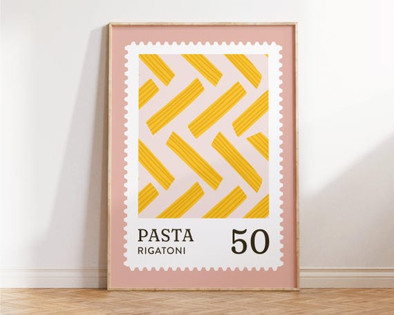 Kitchen Prints Pasta Rigatoni Painting Cute Wall Art And Modern Italian Food Canvas Home Gifts Decor