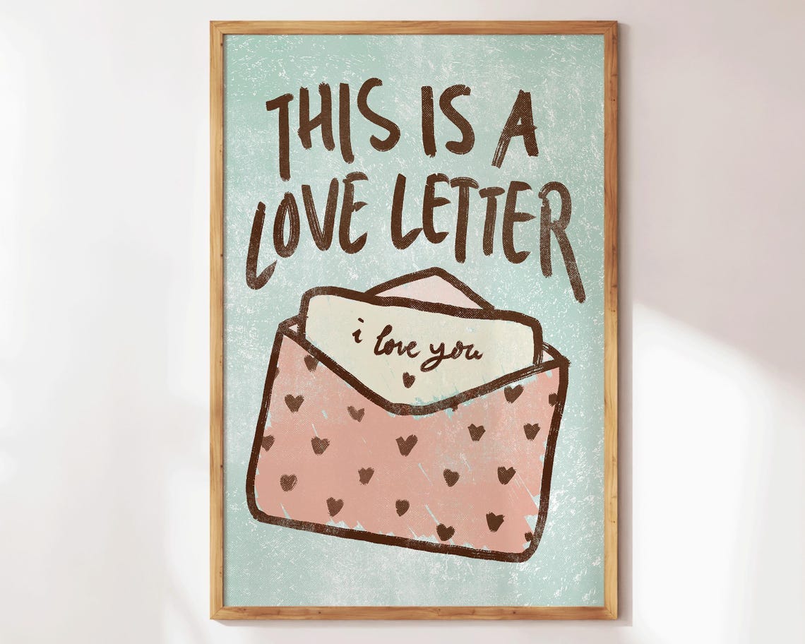 This Is a Love Letter Envelope Romantic Quote Typography Poster