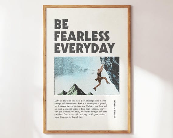 Be Fearless Everyday Positive Quotes Wall Art Bravery Print Inspirational Decor For Living Room Courage