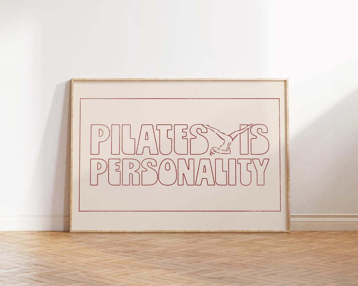 Pilates Is Personality Retro Outline Typography Fitness Poster