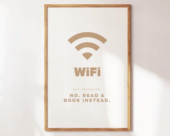 Funny Wifi Password No Read A Book Instead Beige Minimalist Poster