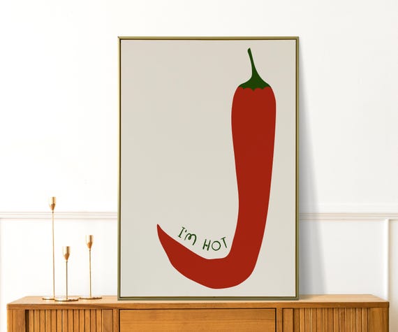 Im Hot Chili Prints Modern Food Painting Funny Kitchen Wall Art And Canvas Perfect Home Gifts Decor