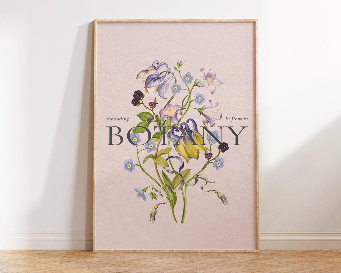 Abounding in Flowers Vintage Botany Botanical Illustration Poster