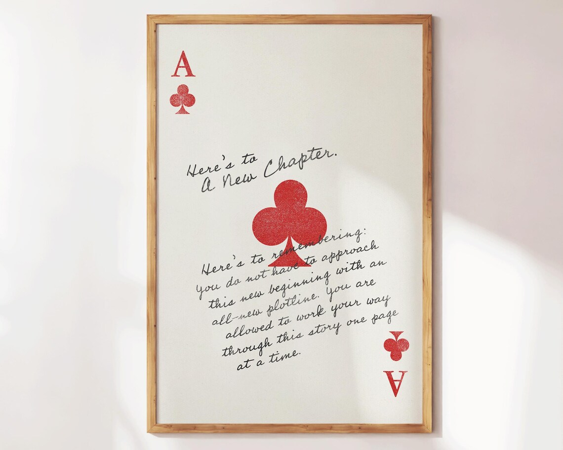 Here's To A New Chapter Ace Of Clubs Affirmation Card Style Poster