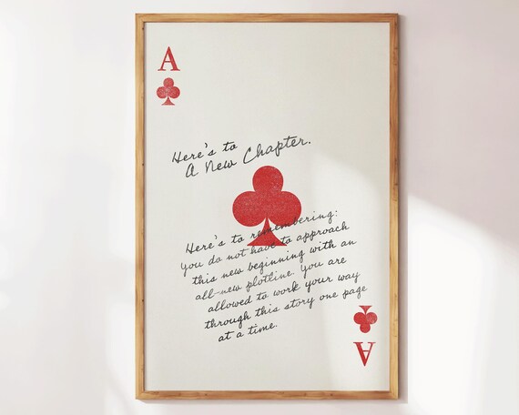 Here's To A New Chapter Ace Of Clubs Affirmation Card Style Poster