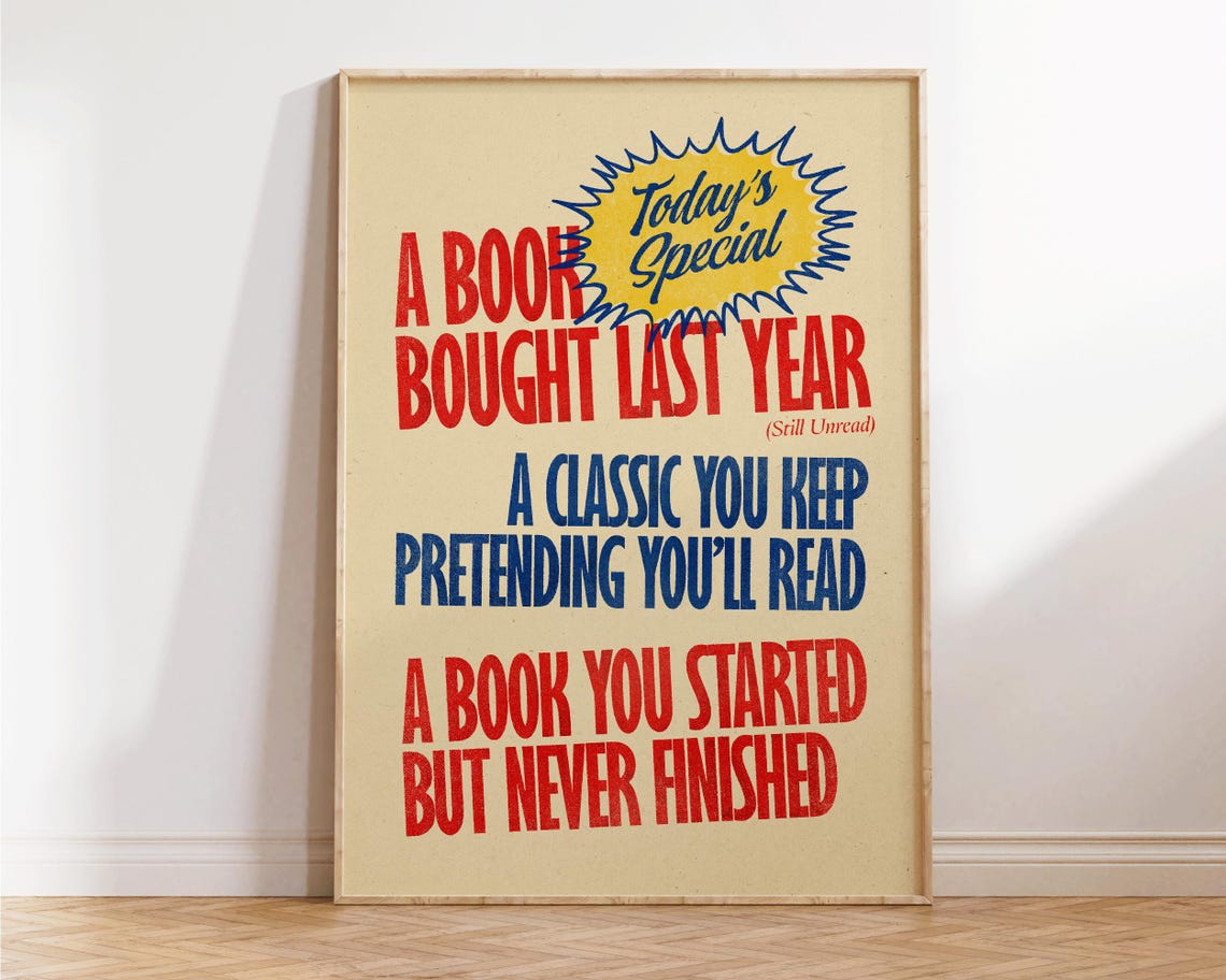 Funny Book Lovers Todays Special Vintage Style Typography Poster