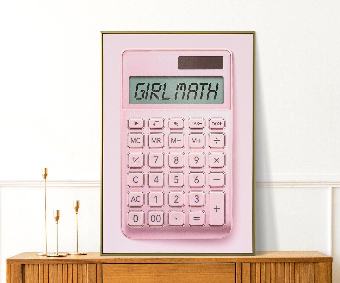 Girl Math Giant Pink Calculator Meme Poster for Office Desk Decor