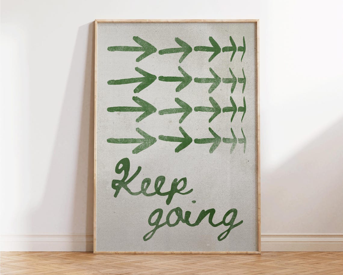 Keep Going Print Inspirational Wall Art Retro Self Love Decor Mid Century Affirmation Poster Uplifting Gift For Home