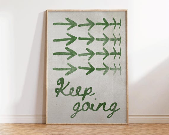Keep Going Print Inspirational Wall Art Retro Self Love Decor Mid Century Affirmation Poster Uplifting Gift For Home
