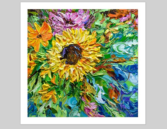 Sunflower Print Fall Wall Art Dcor Yellow Flowers Wall Hangings Van Gogh Inspired