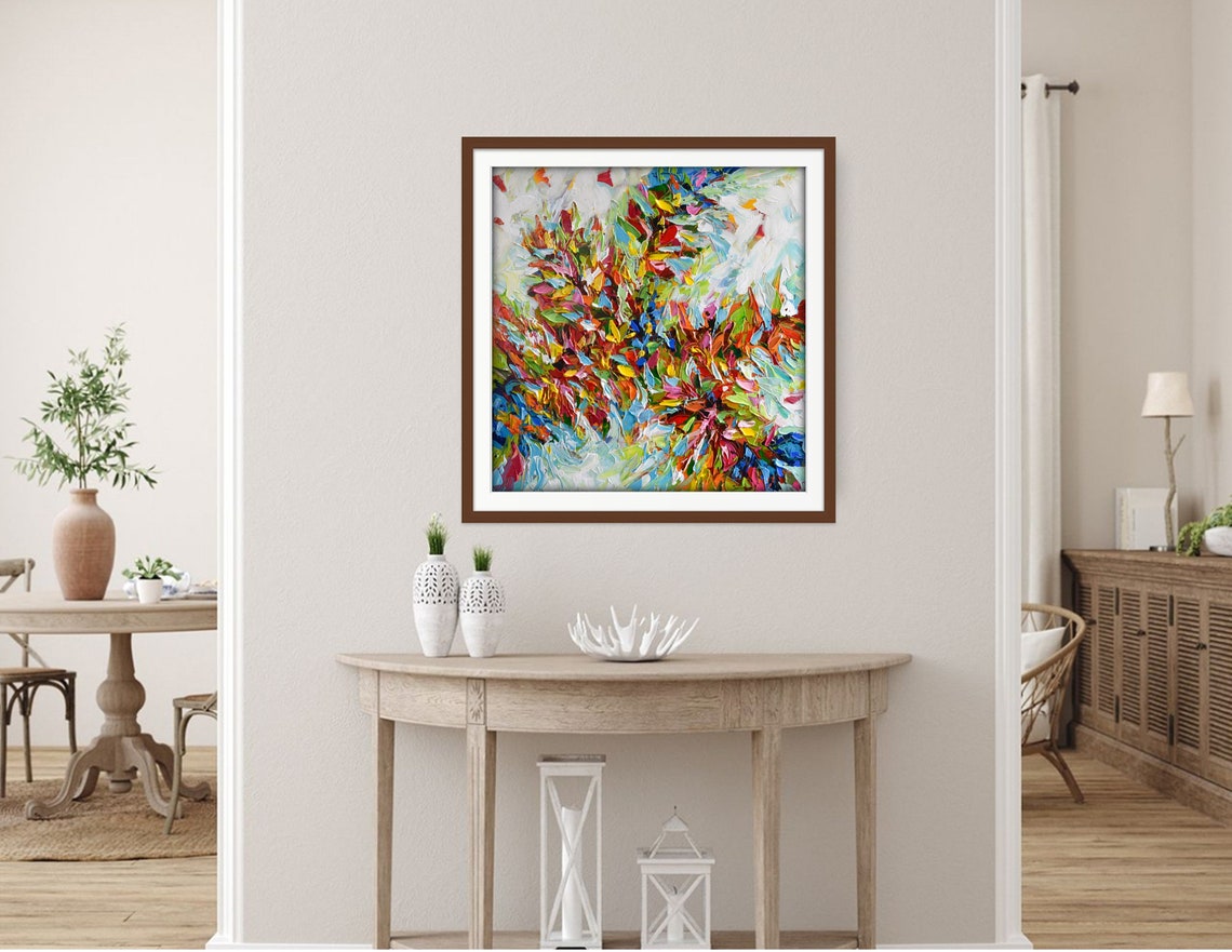 Abstract Fall Leaves Painting Vibrant Autumn Colors Impasto Art Poster - Image 3