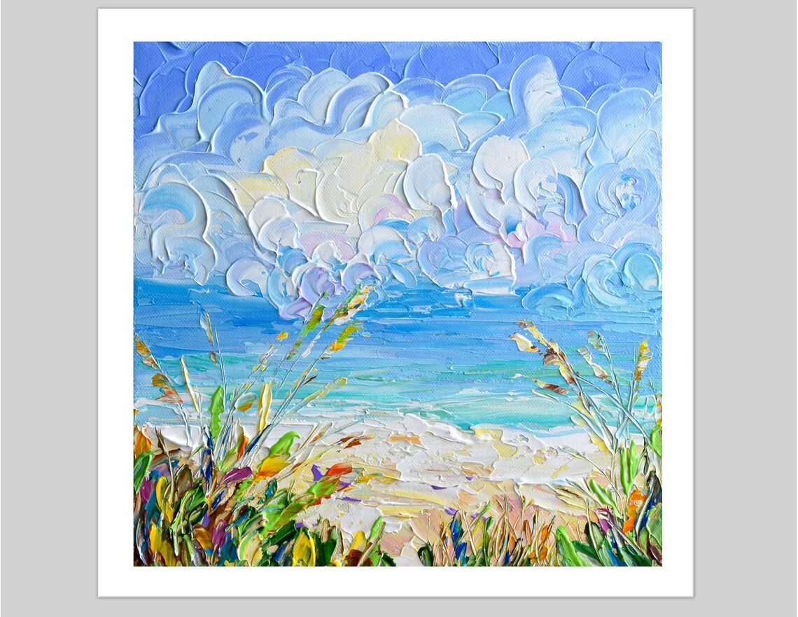 Impressionist Beach Seascape Art Print, Coastal Decor