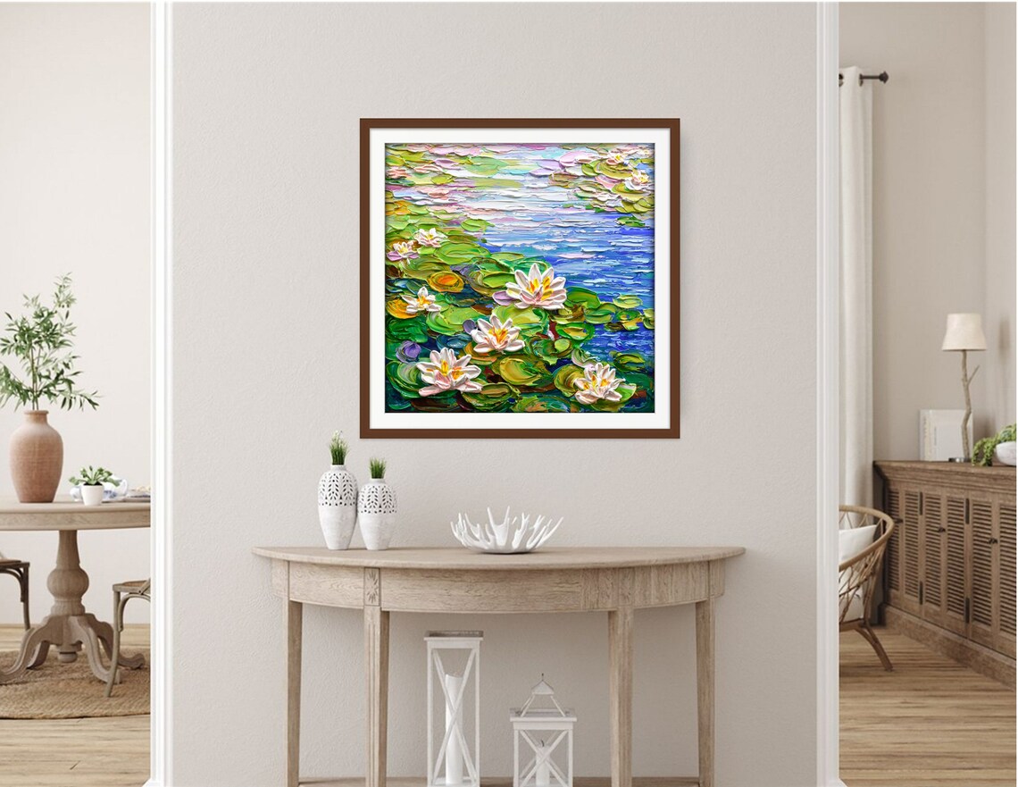 Monet-Inspired Water Lilies Art Print, Impressionist Floral - Image 3