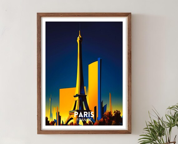 Paris Travel Poster, Eiffel Tower Art Deco